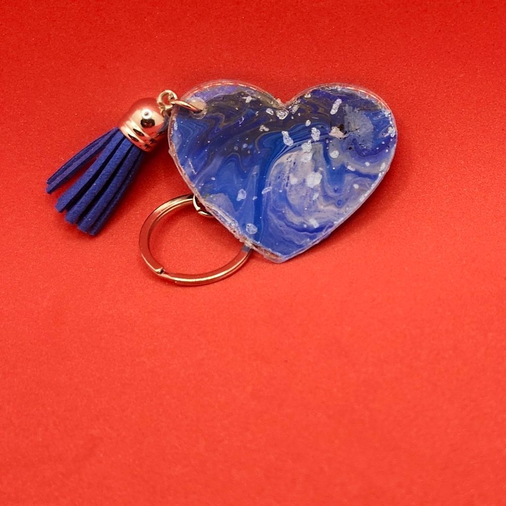 Hand Crafted Keychain Marble with Tassel Zipper Pull Bag Charm